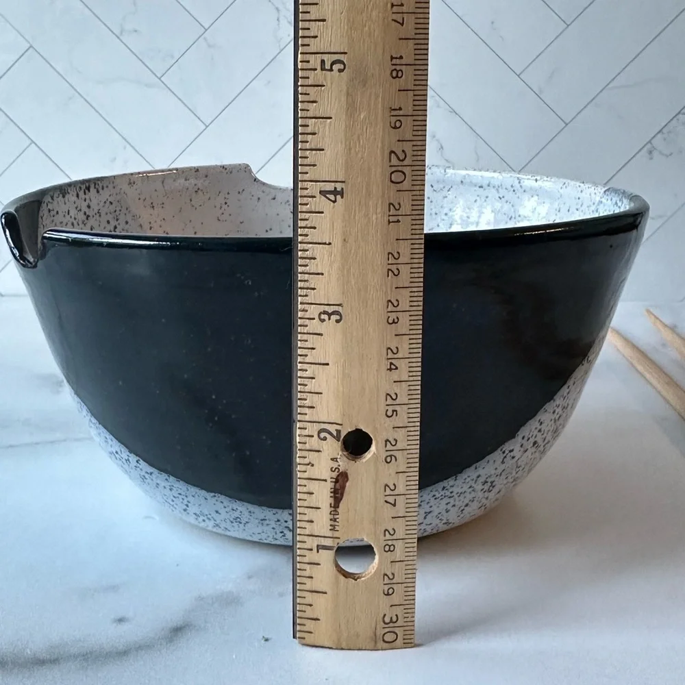 Handmade Ceramic White & Black Ramen Bowl with Chopsticks - After Hours Pottery